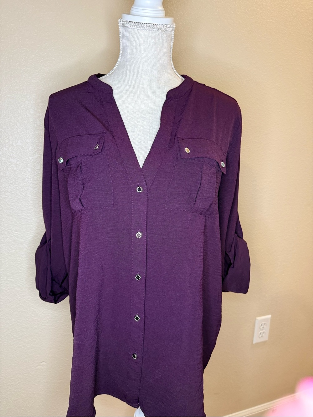 Calvin Klein Women’s Purple Button-Front Blouse